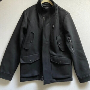 Zara Man Black Wool Blend Zip Jacket Coat Sz L